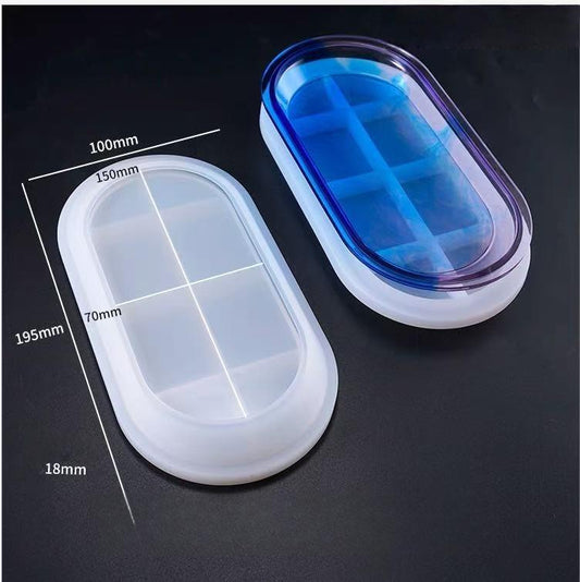 レジン作成用型- 棛円形のお皿整理ボックス