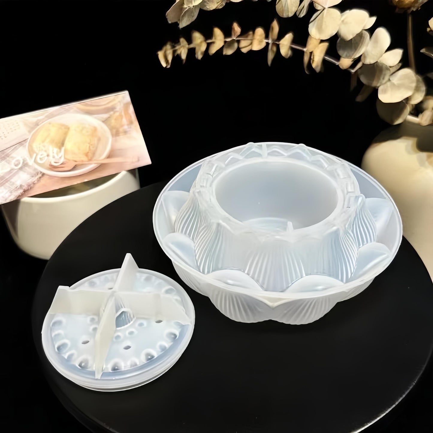 レジン作成用型-蓮華型小物入れ