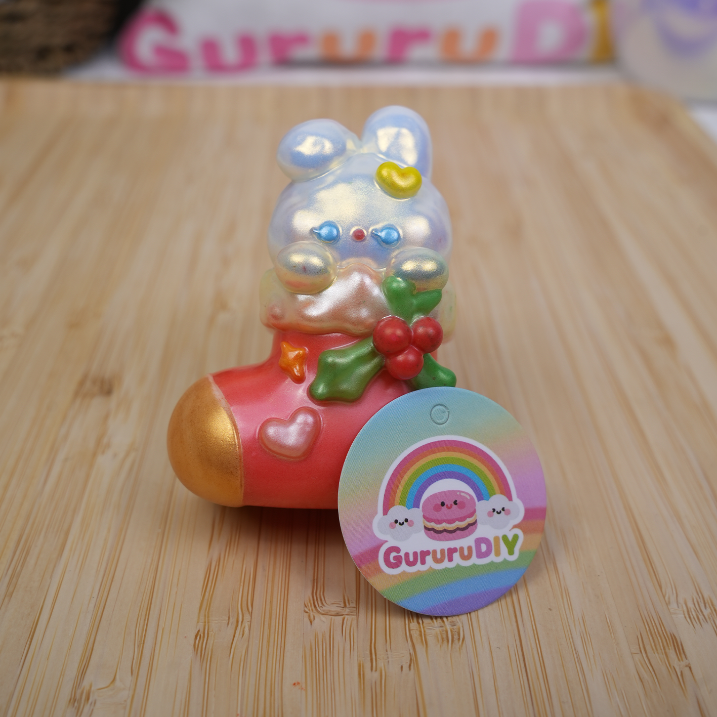 レジン完成品- クリスマスソックスうさぎ