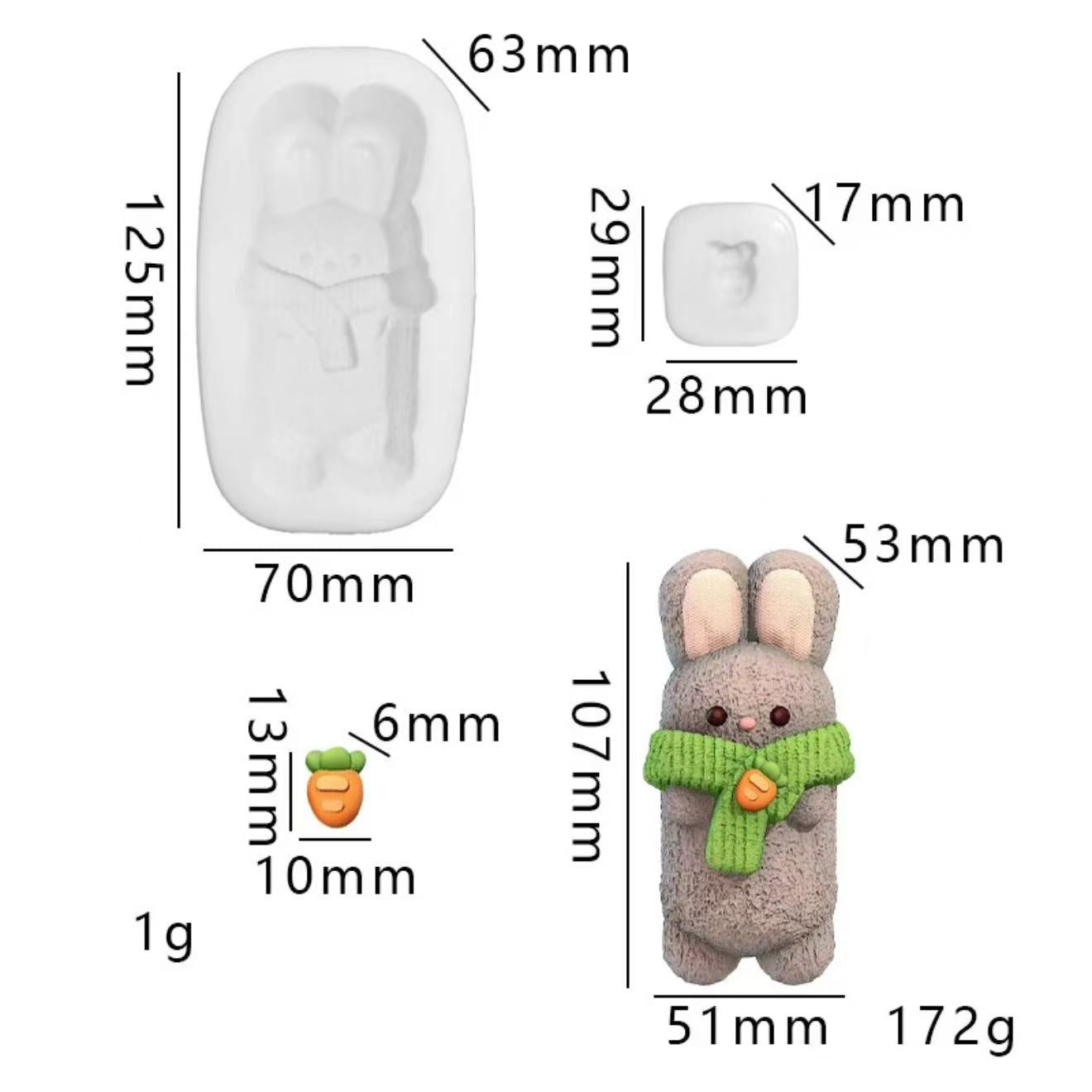 スクイ一ズ作成用型-長いファースカーフうさぎ