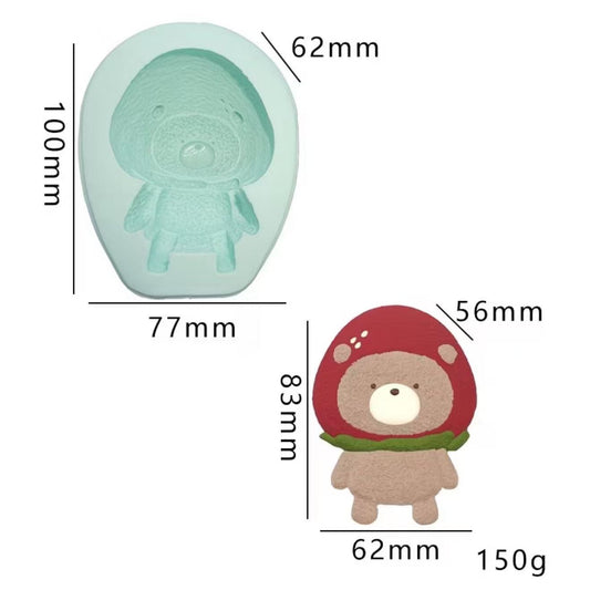 スクイ一ズ作成用型-もふもふイチゴヘッドくまちゃん