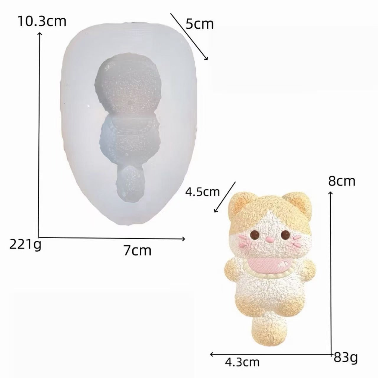 スクイ一ズ作成用型-毛がふわふわの子猫